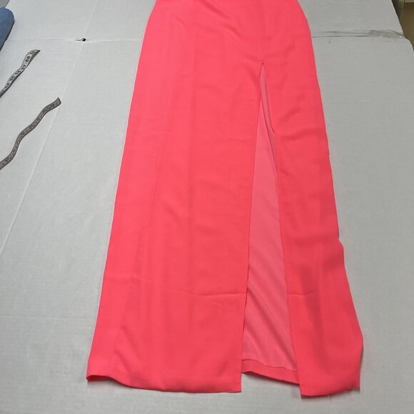 Revolve Superdown Addison Maxi Dress Womens M Hot Pink Chiffon Slip High Slit - Picture 4 of 12